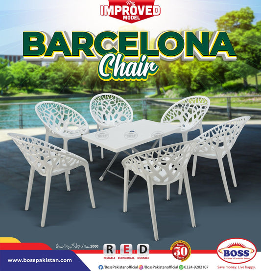 Tree Chair Set with BP-214-S Folding Steel Plastic Table White Color