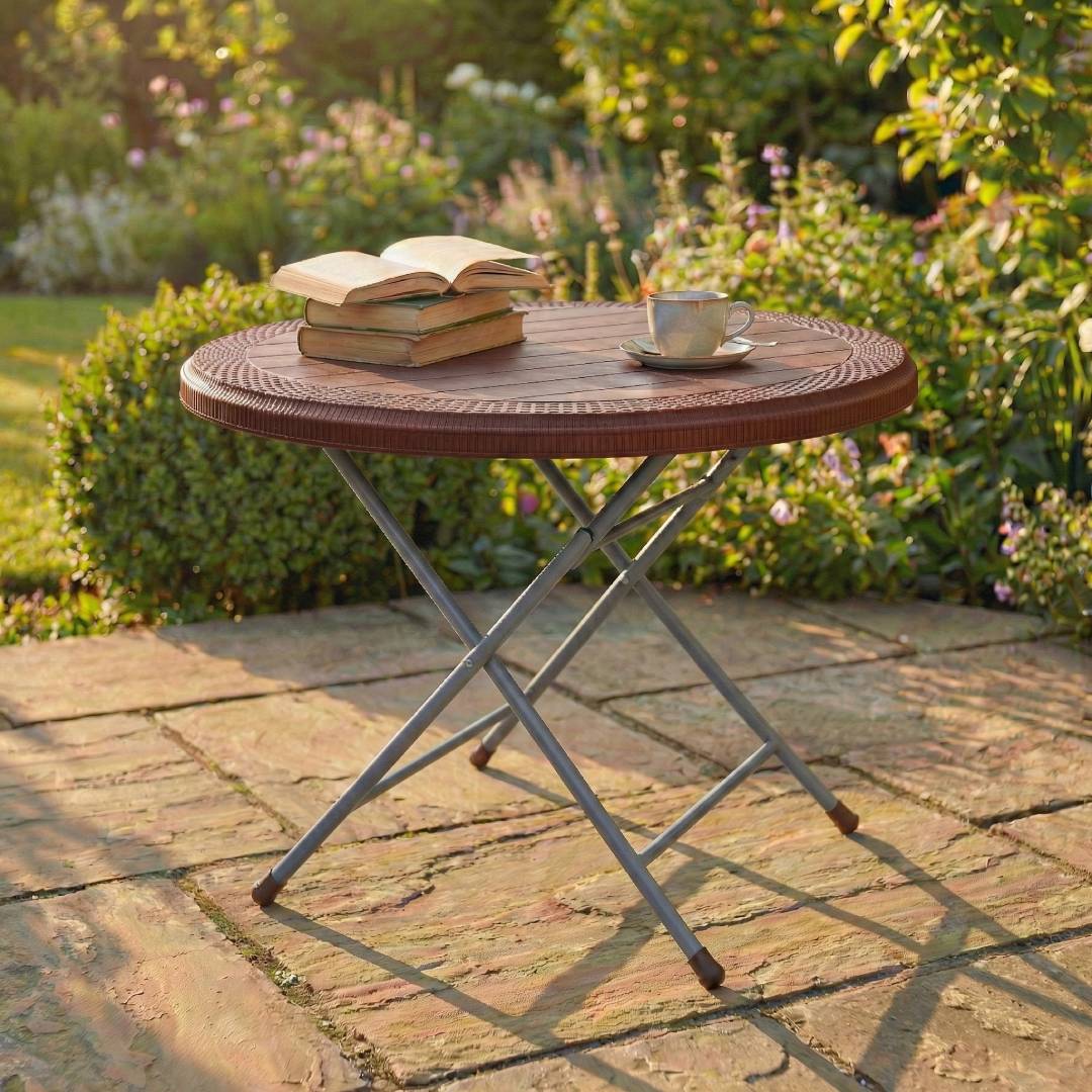 SAAB STEEL PLASTIC RATTAN ROUND TABLE