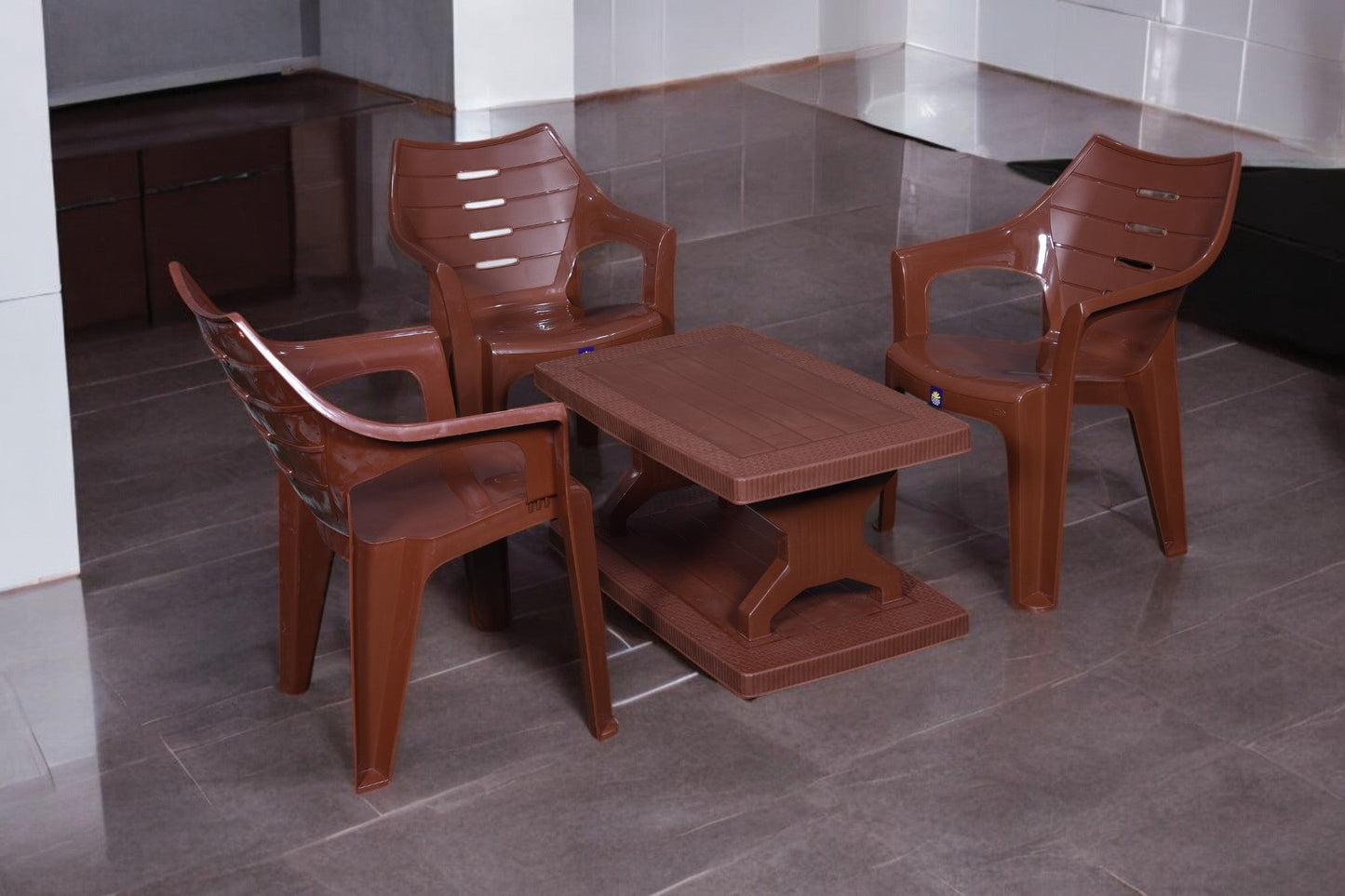 Elegance Chair Set with BP-335 Rattan Double Shelf Table