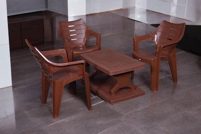 Elegance Chair Set with BP-335 Rattan Double Shelf Table