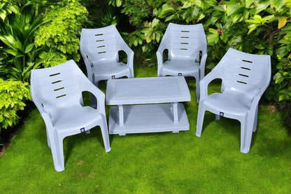 Elegance Chair Set with BP-335 Rattan Double Shelf Table