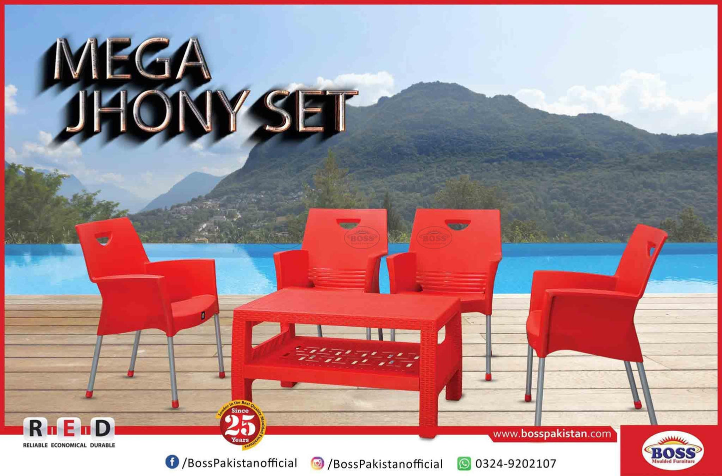 Mega Jhonny Table Set with Rattan Table BP-370