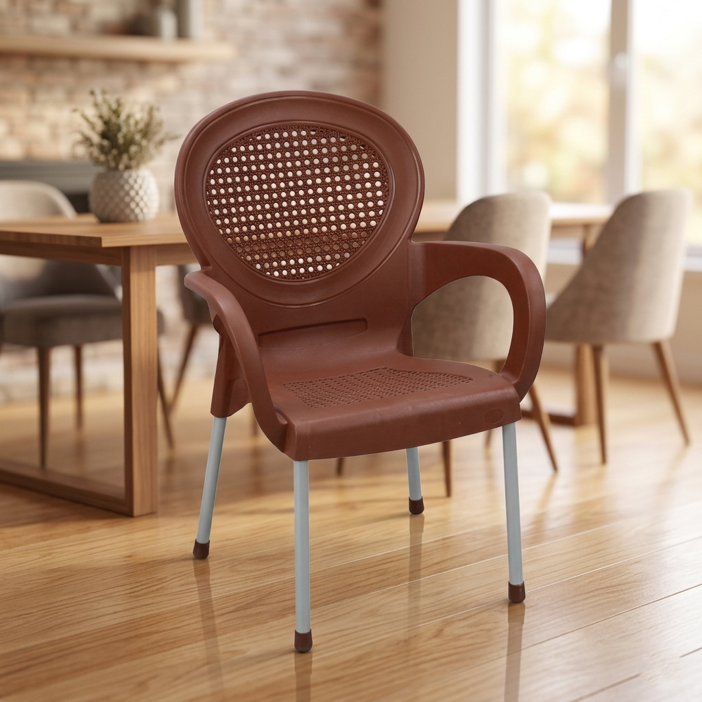 Boss BP-678 Steel Plastic Carmen Rattan Chair With Arms