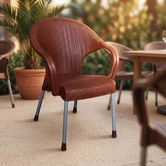 Boss BP-663 Steel Plastic Princess Rattan Chair With Arms