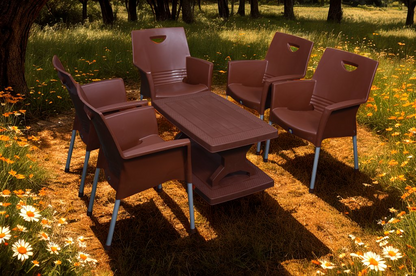Mega Jhonny Chair Set With BP-335 Vista Rattan Double Shelf Table