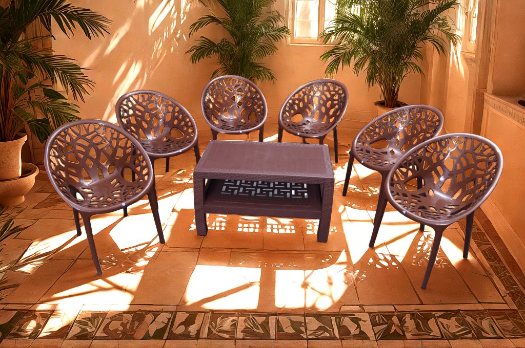 Tree Chair Set with BP-370 Double Shelf Table