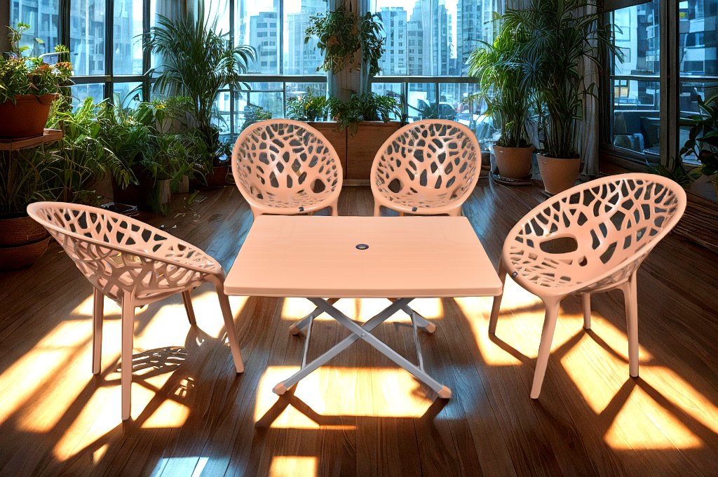 Tree Chair Set with BP-214-S Folding Steel Plastic Table