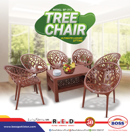 Tree Chair Set with BP-370 Double Shelf Table